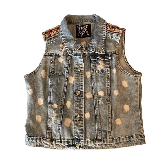 Vintage Boom Boom Jeans Spike Studded Denim Vest - Picture 1 of 11
